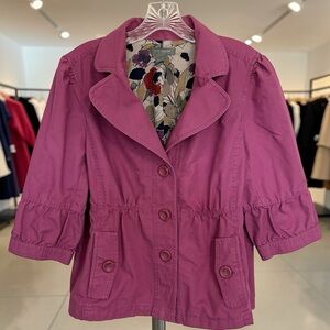 Ann Taylor Lightweight Cotton Jacket Smart Casual  Jacket | Pink-Plum | Large
